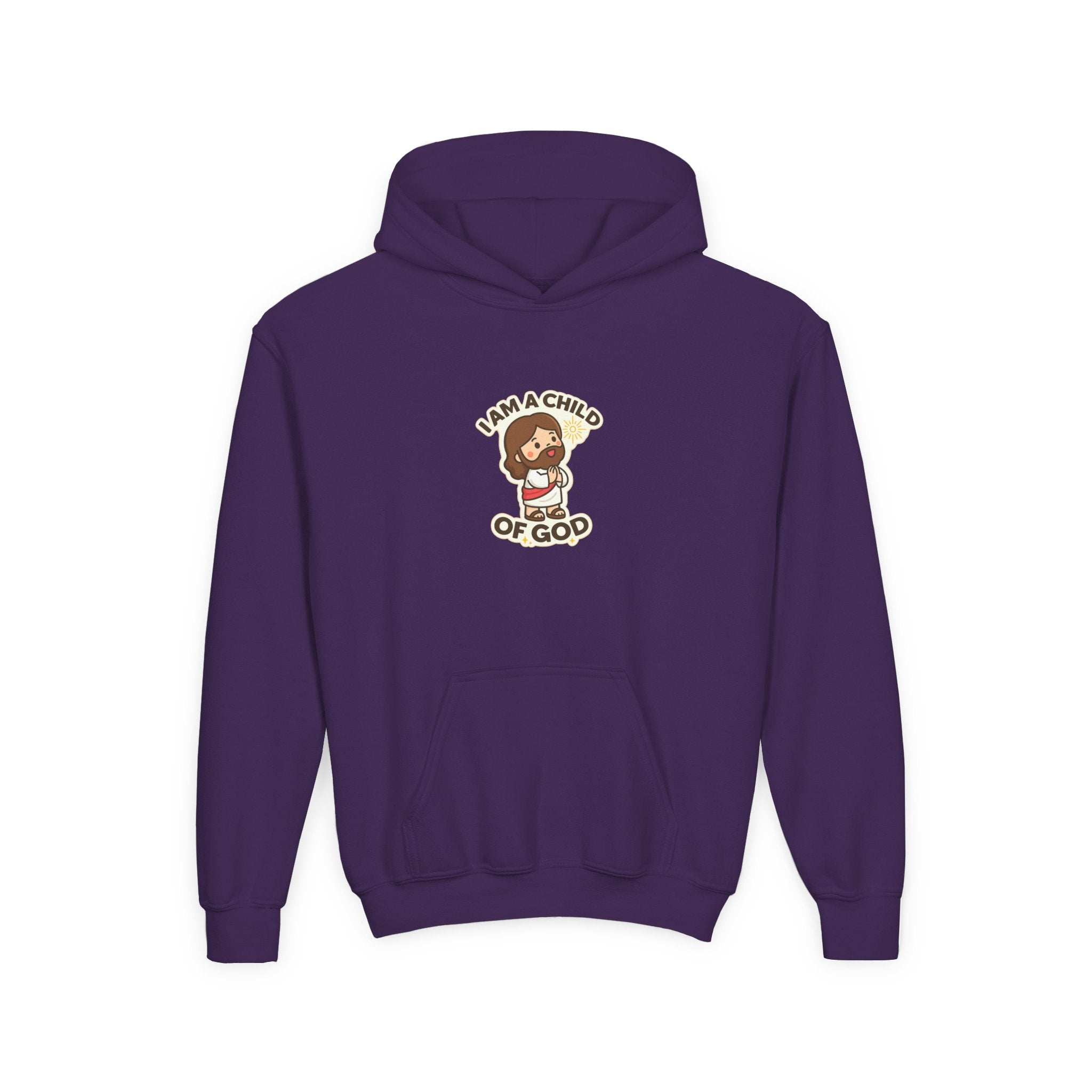 Youth Hoodie — "I Am a Child of God" Cute Kids Christian Pullover
