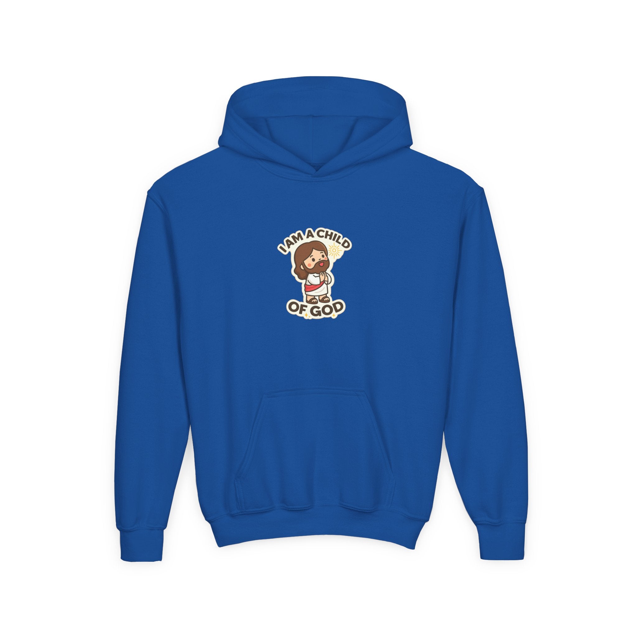 Youth Hoodie — "I Am a Child of God" Cute Kids Christian Pullover