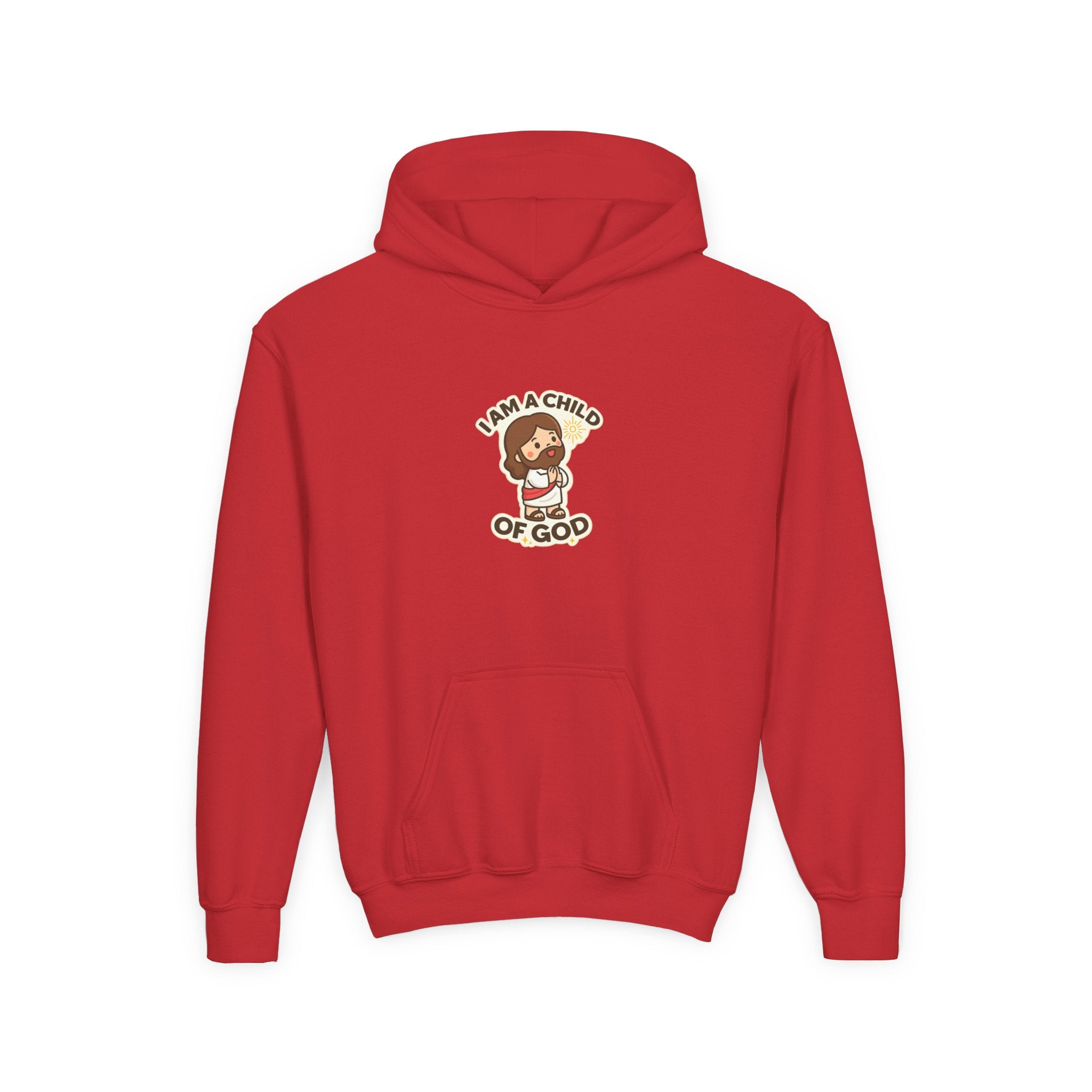 Youth Hoodie — "I Am a Child of God" Cute Kids Christian Pullover