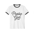 Praise God Ringer T-Shirt — Retro Script Faith Tee