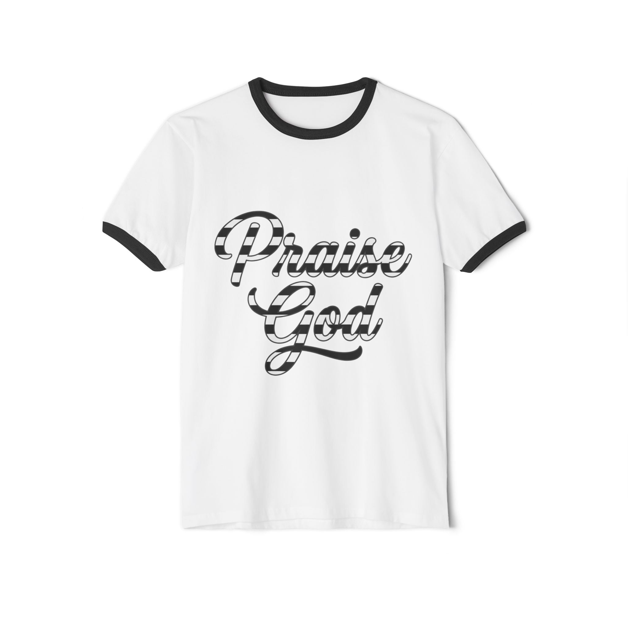 Praise God Ringer T-Shirt — Retro Script Faith Tee