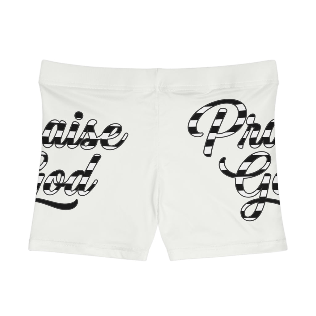 Praise God Women's Shorts – Black Script Motivational Athletic Shorts