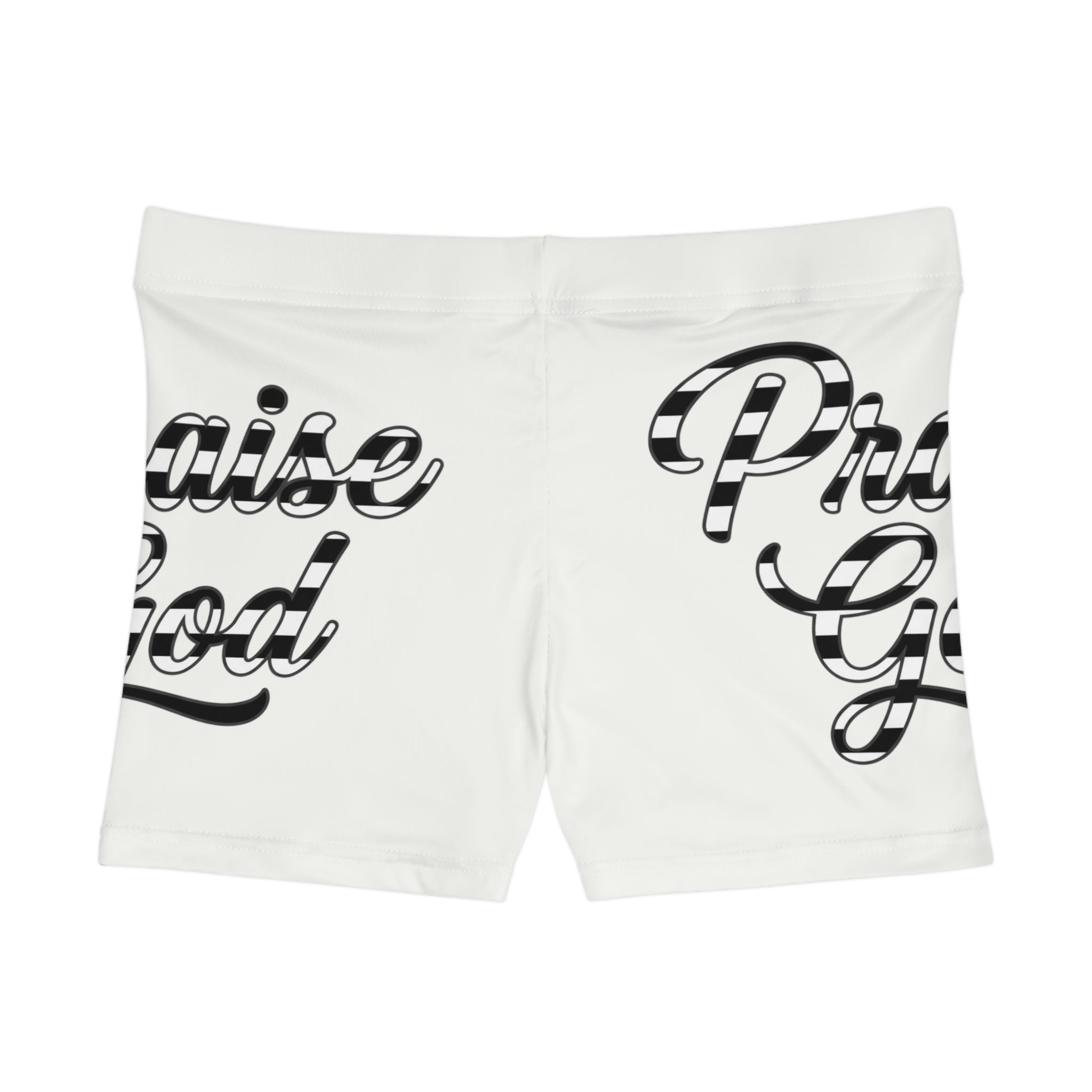 Praise God Women's Shorts – Black Script Motivational Athletic Shorts