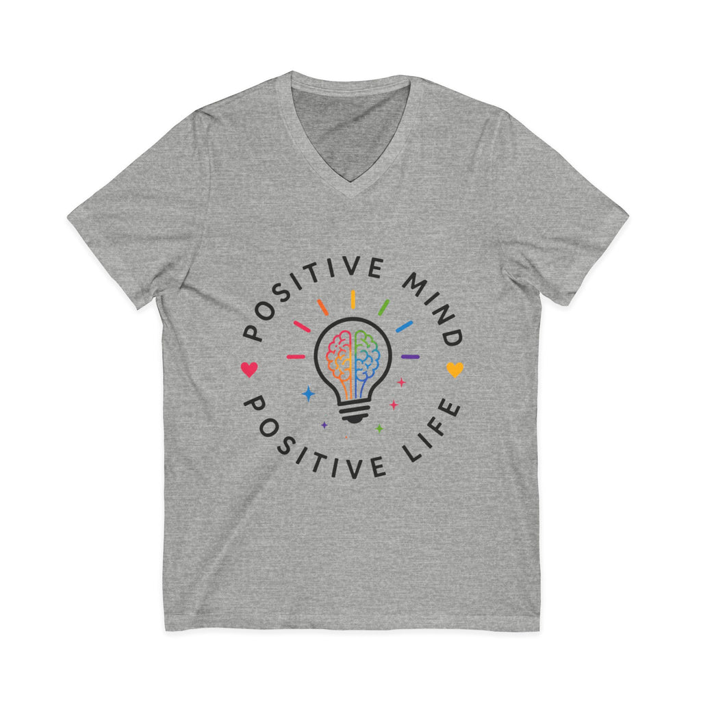 Positive Mind Positive Life V-Neck Tee — Inspirational Lightbulb Design