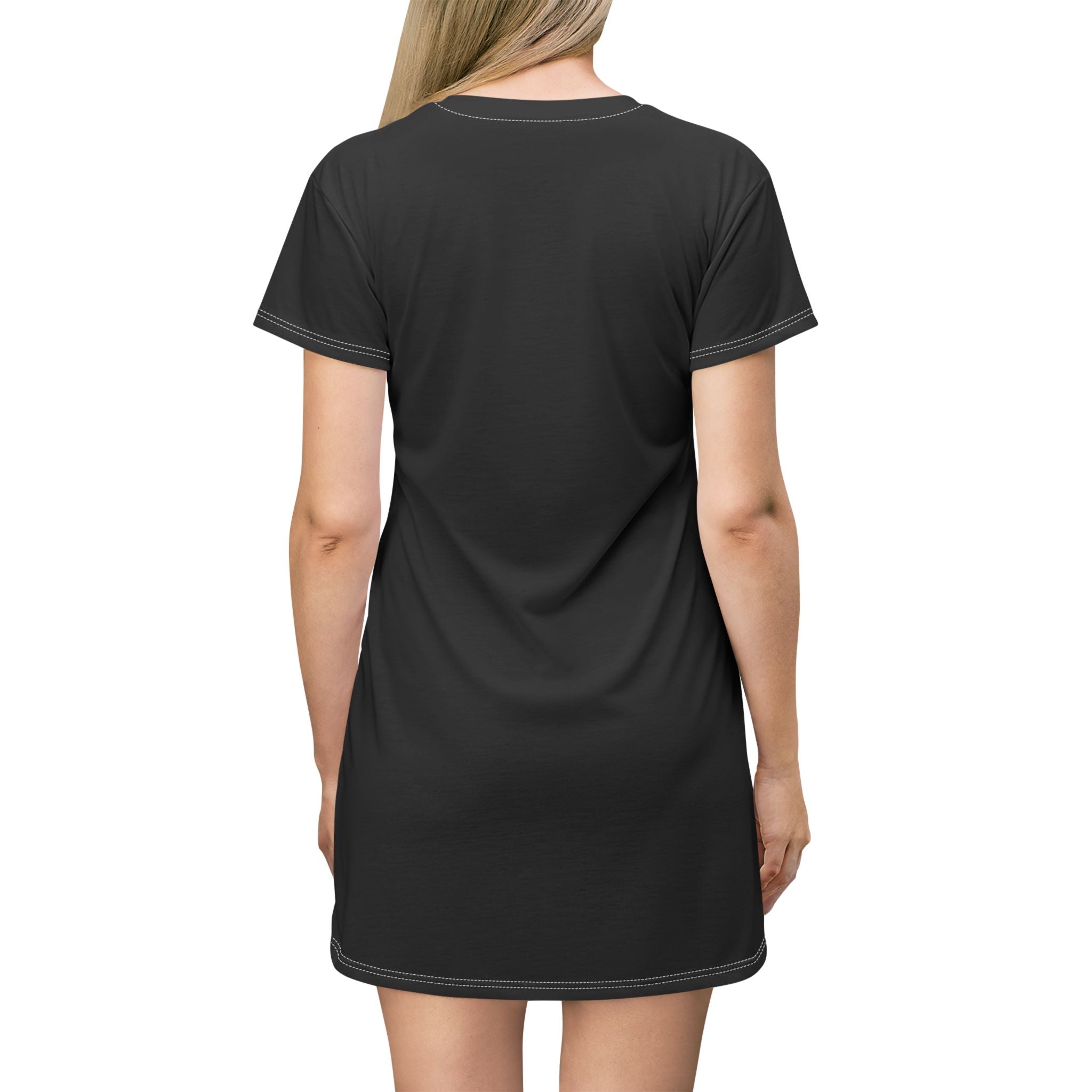 Inspire T-Shirt Dress — Motivational Black AOP Tee Dress