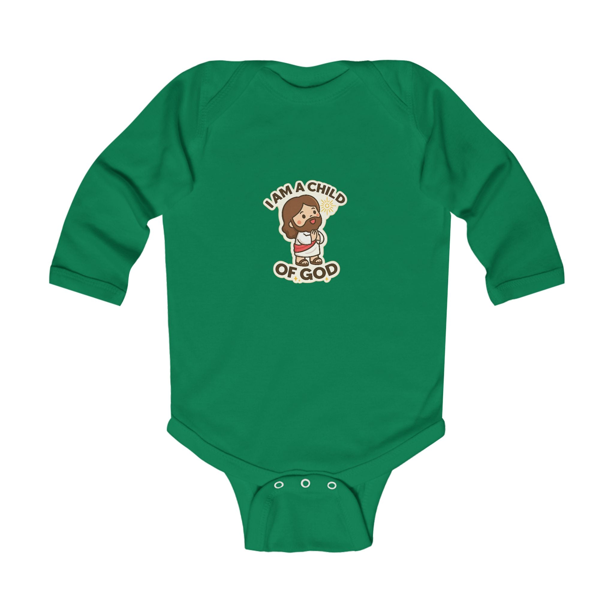 Infant Bodysuit - "I Am a Child of God" Cute Jesus Baby Long Sleeve Onesie