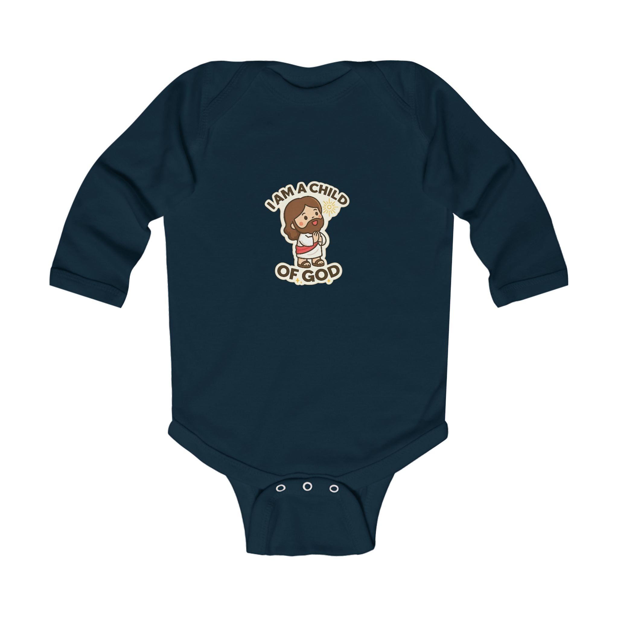 Infant Bodysuit - "I Am a Child of God" Cute Jesus Baby Long Sleeve Onesie