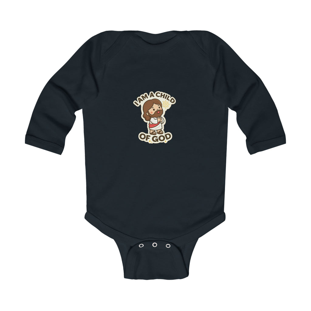 Infant Bodysuit - "I Am a Child of God" Cute Jesus Baby Long Sleeve Onesie
