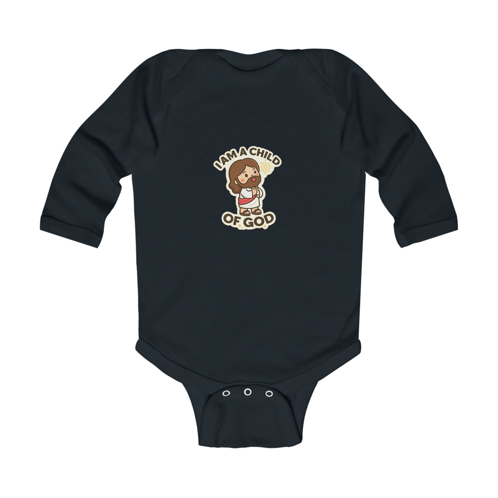 Infant Bodysuit - "I Am a Child of God" Cute Jesus Baby Long Sleeve Onesie
