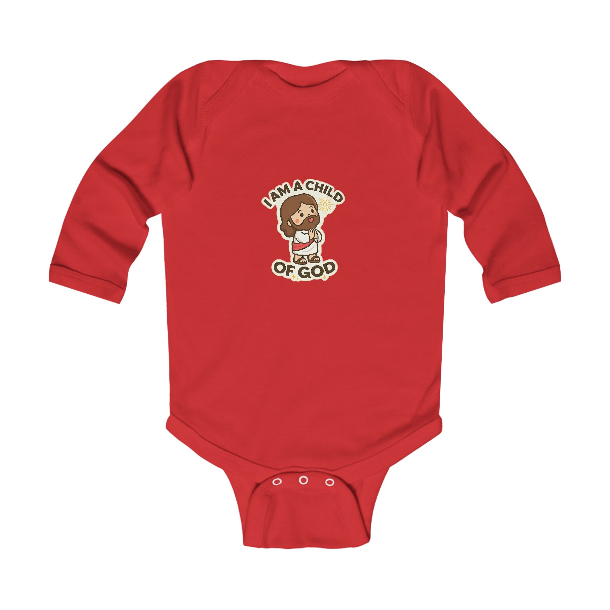Infant Bodysuit - "I Am a Child of God" Cute Jesus Baby Long Sleeve Onesie