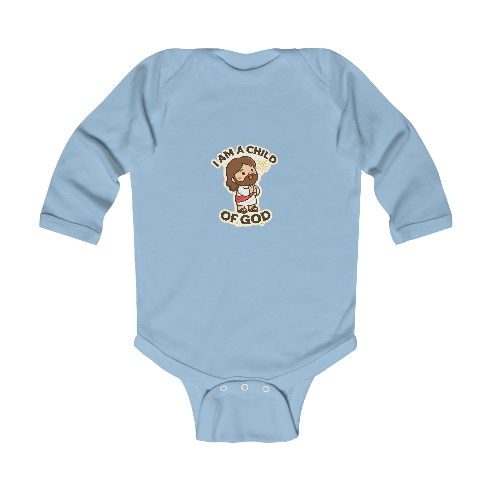 Infant Bodysuit - "I Am a Child of God" Cute Jesus Baby Long Sleeve Onesie