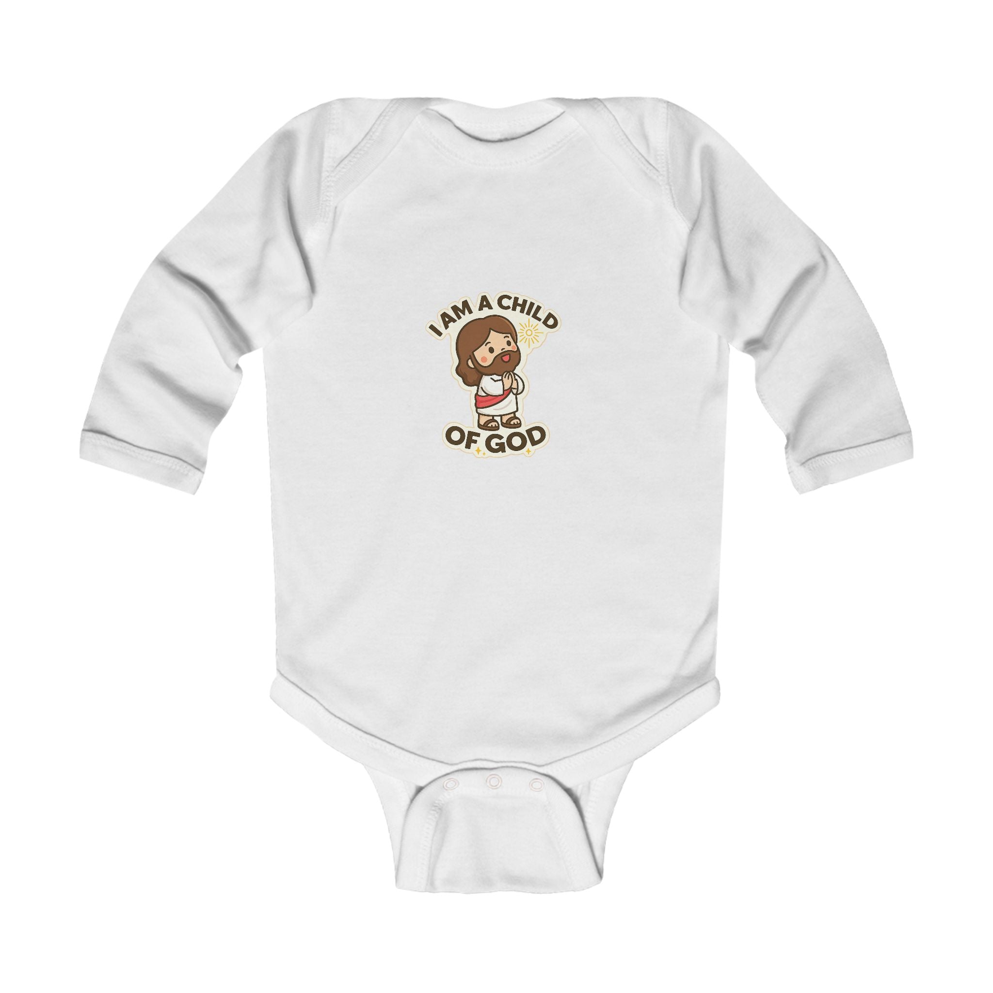 Infant Bodysuit - "I Am a Child of God" Cute Jesus Baby Long Sleeve Onesie