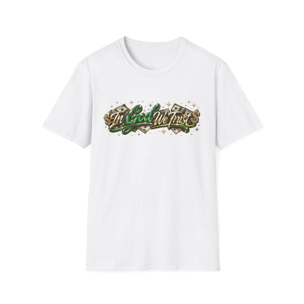 T-Shirt — "In God We Trust" Green Money Script Graphic Tee