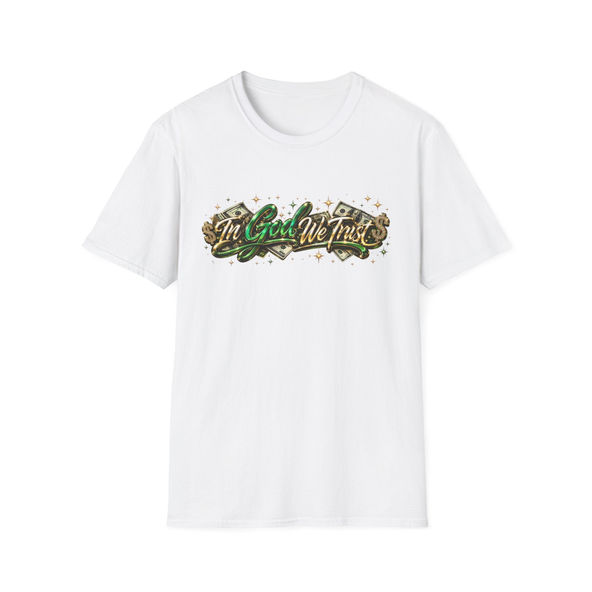 T-Shirt — "In God We Trust" Green Money Script Graphic Tee