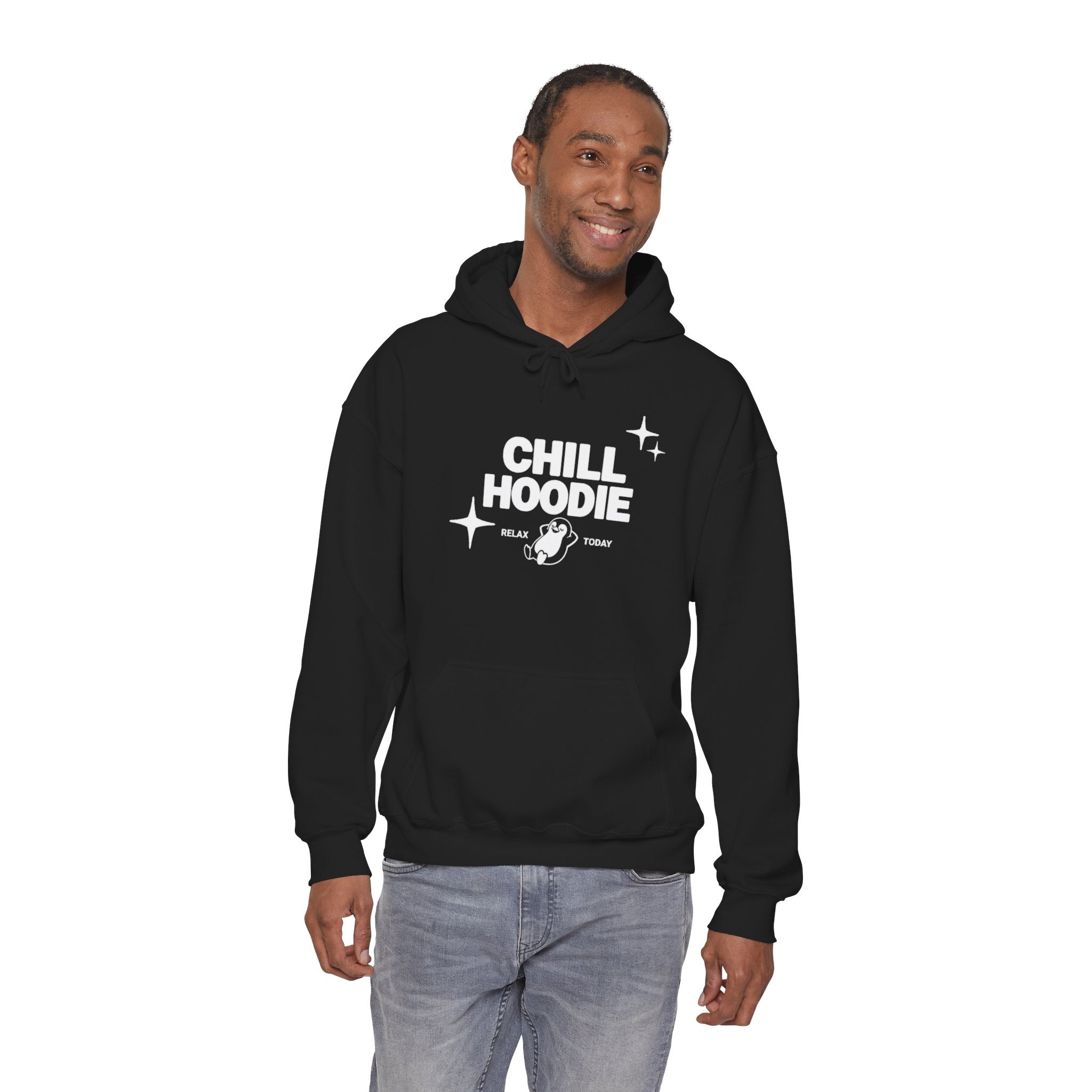 Chill Hoodie Graphic Pullover – Relax Today Black Hoodie