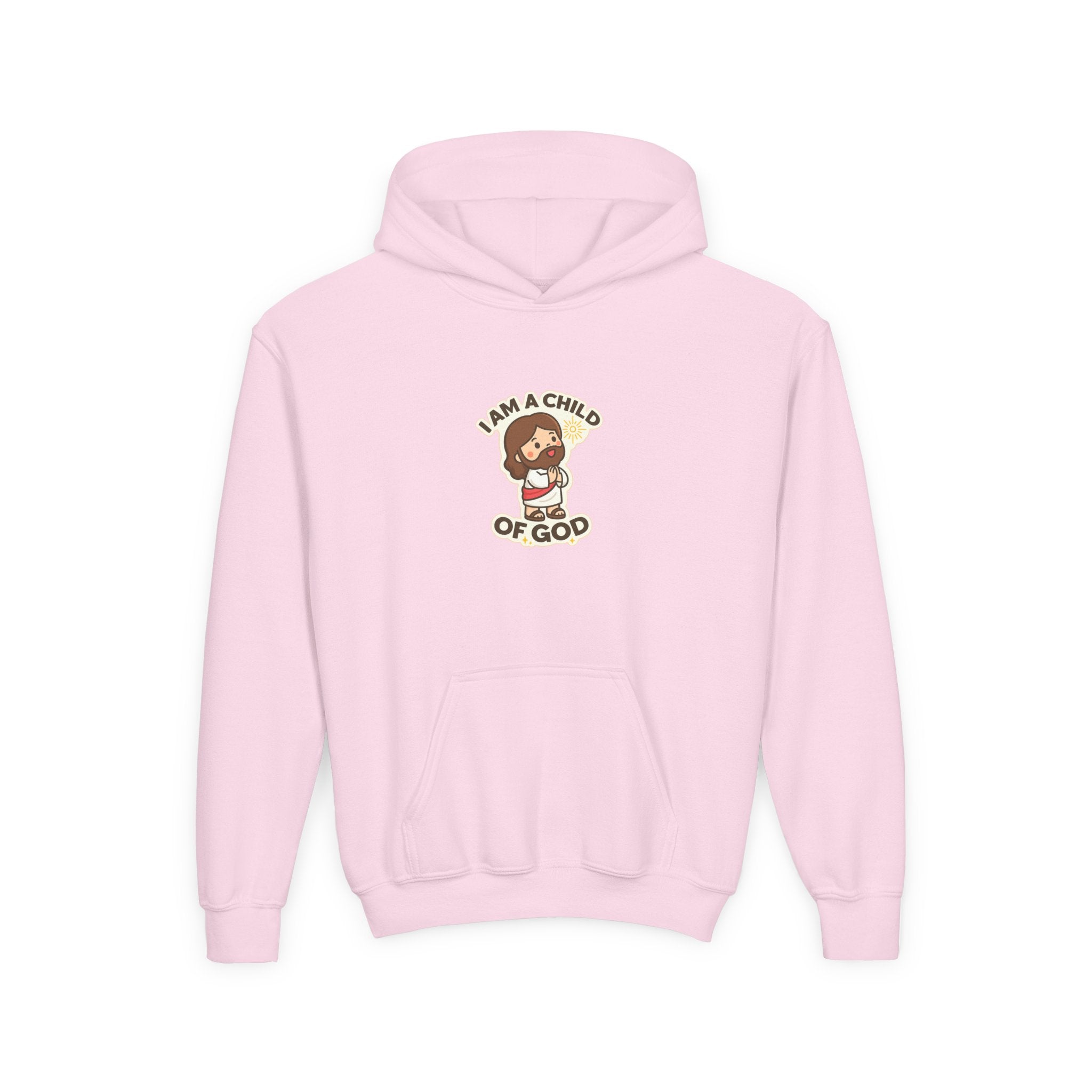 Youth Hoodie — "I Am a Child of God" Cute Kids Christian Pullover