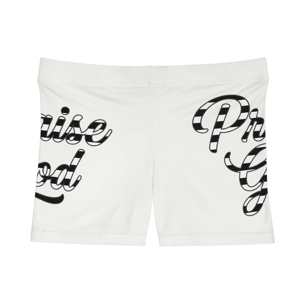 Praise God Women's Shorts – Black Script Motivational Athletic Shorts