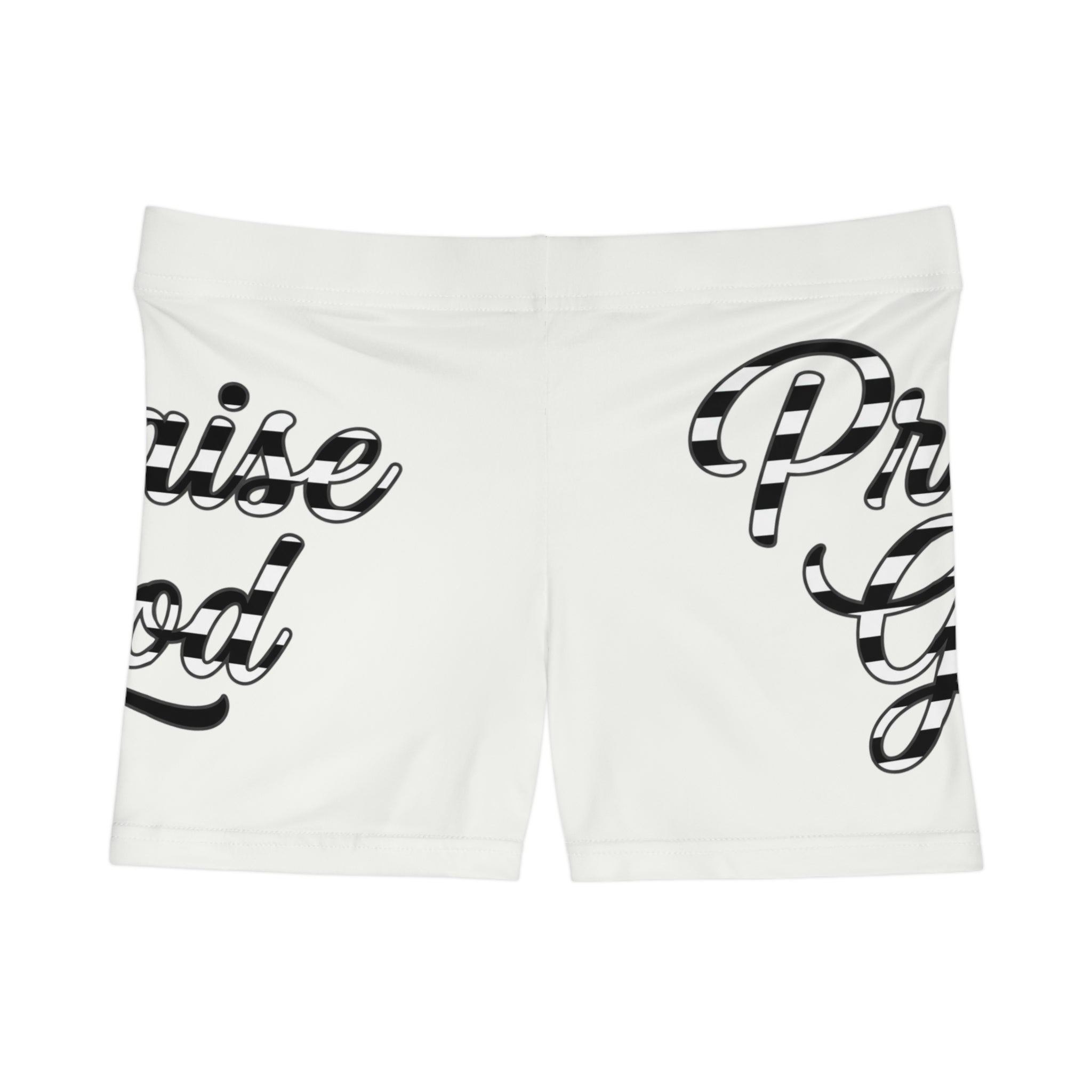 Praise God Women's Shorts – Black Script Motivational Athletic Shorts