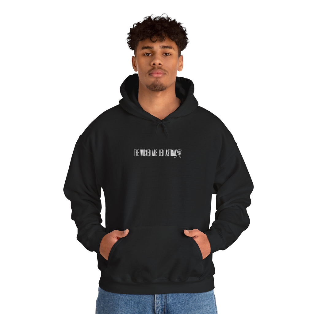 The Wicked Are Led Astray Hoodie — Minimal Gothic Graphic Hoodie