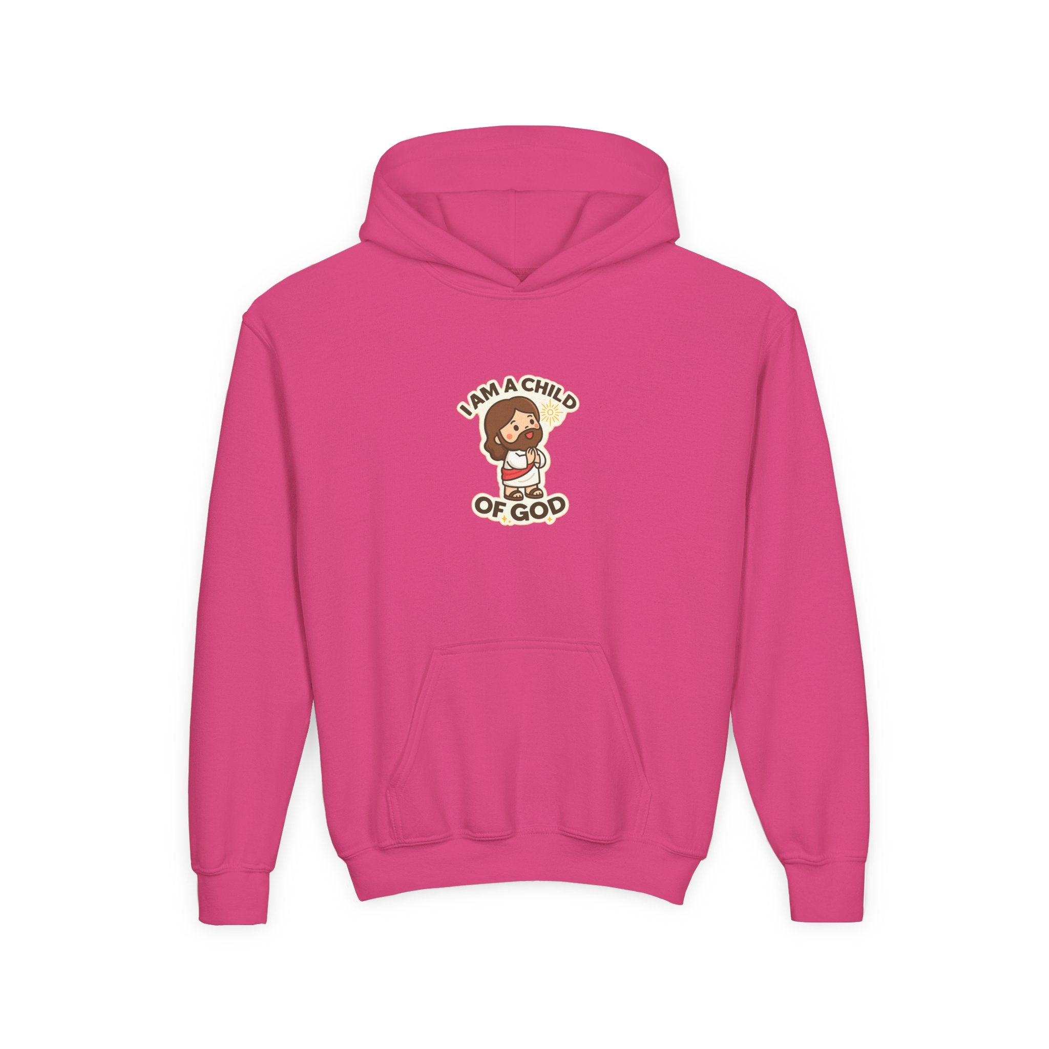 Youth Hoodie — "I Am a Child of God" Cute Kids Christian Pullover