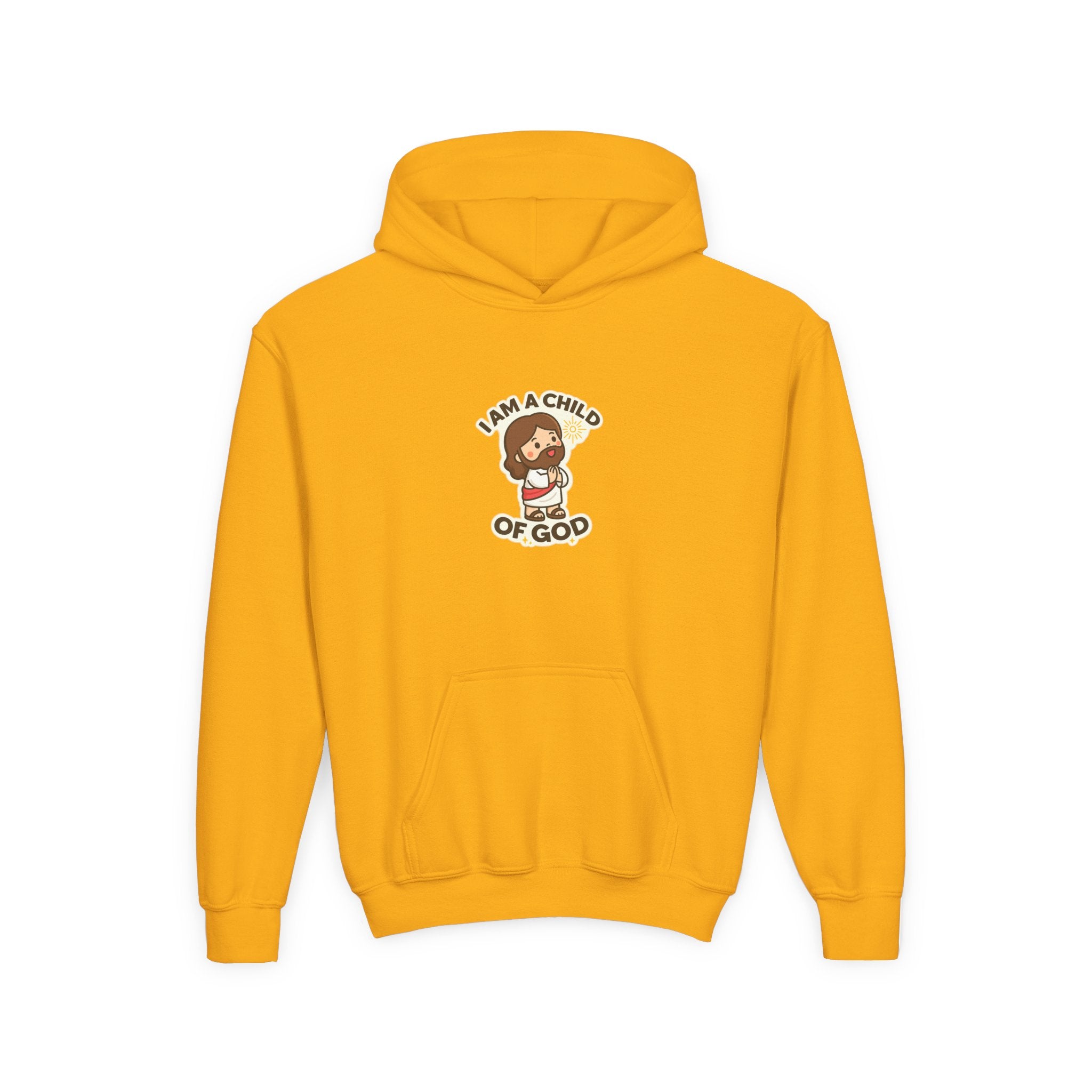 Youth Hoodie — "I Am a Child of God" Cute Kids Christian Pullover
