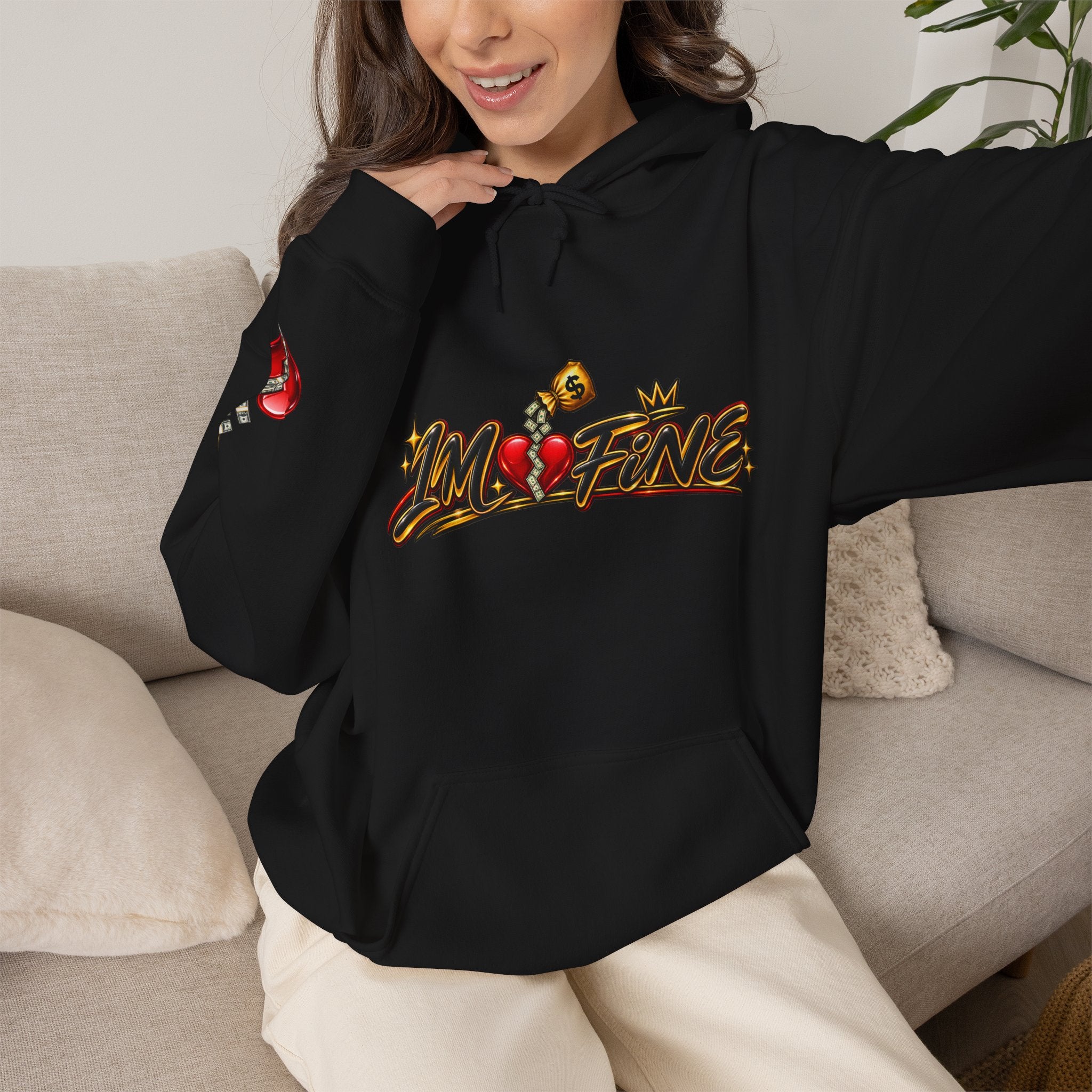 'I’m Fine' Graffiti Streetwear Pullover Hoodie