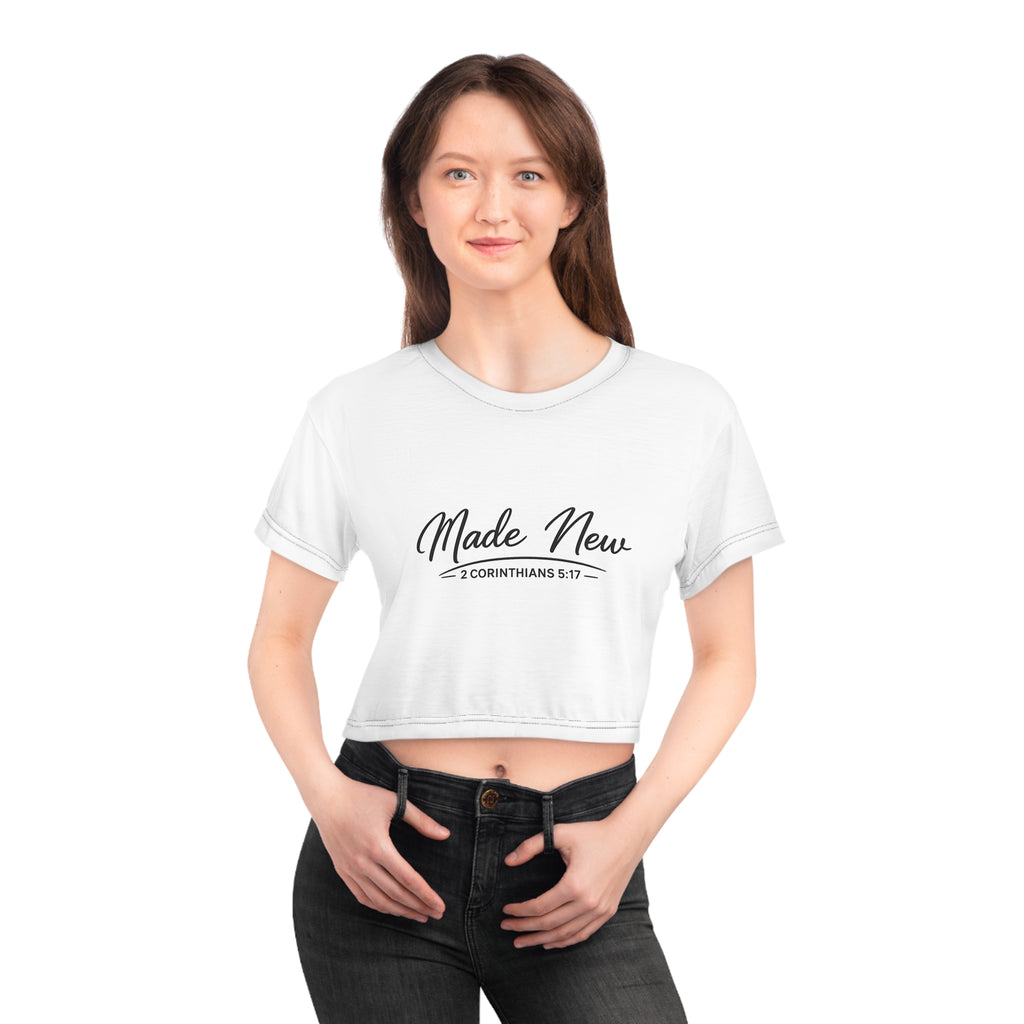 Made New Crop Tee — "Made New" 2 Corinthians 5:17 Christian Crop Top