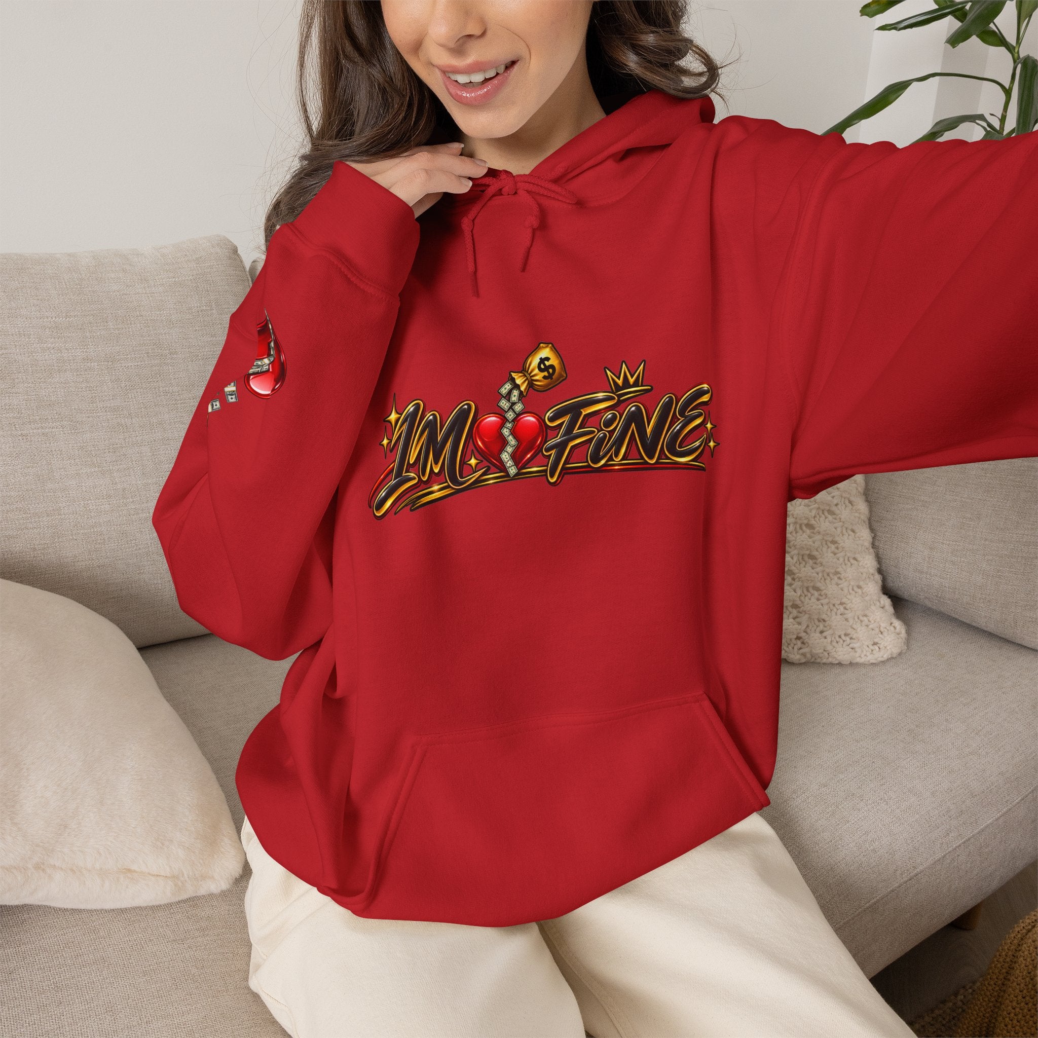 'I’m Fine' Graffiti Streetwear Pullover Hoodie
