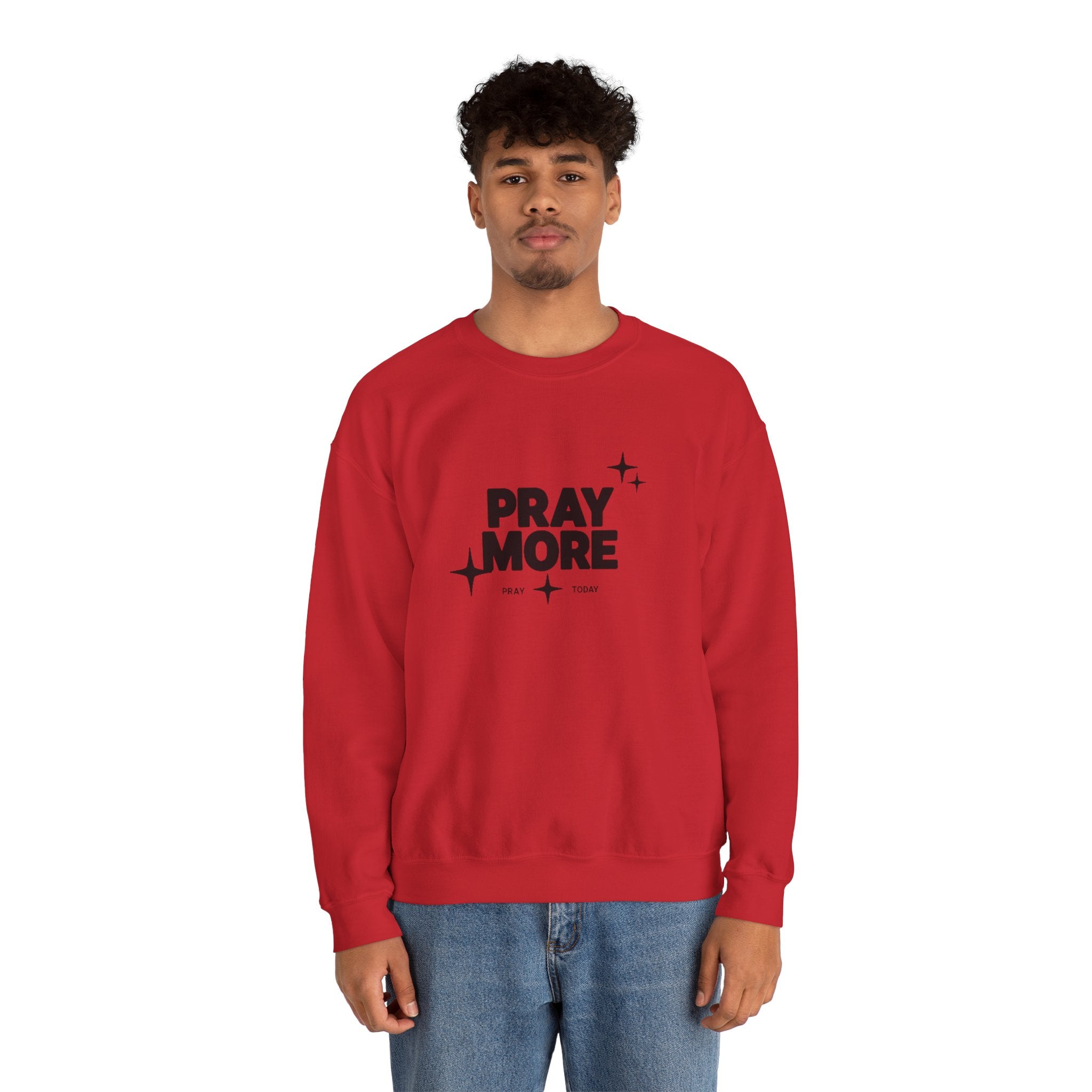 Pray More Crewneck Sweatshirt — Inspirational Christian Faith Graphic