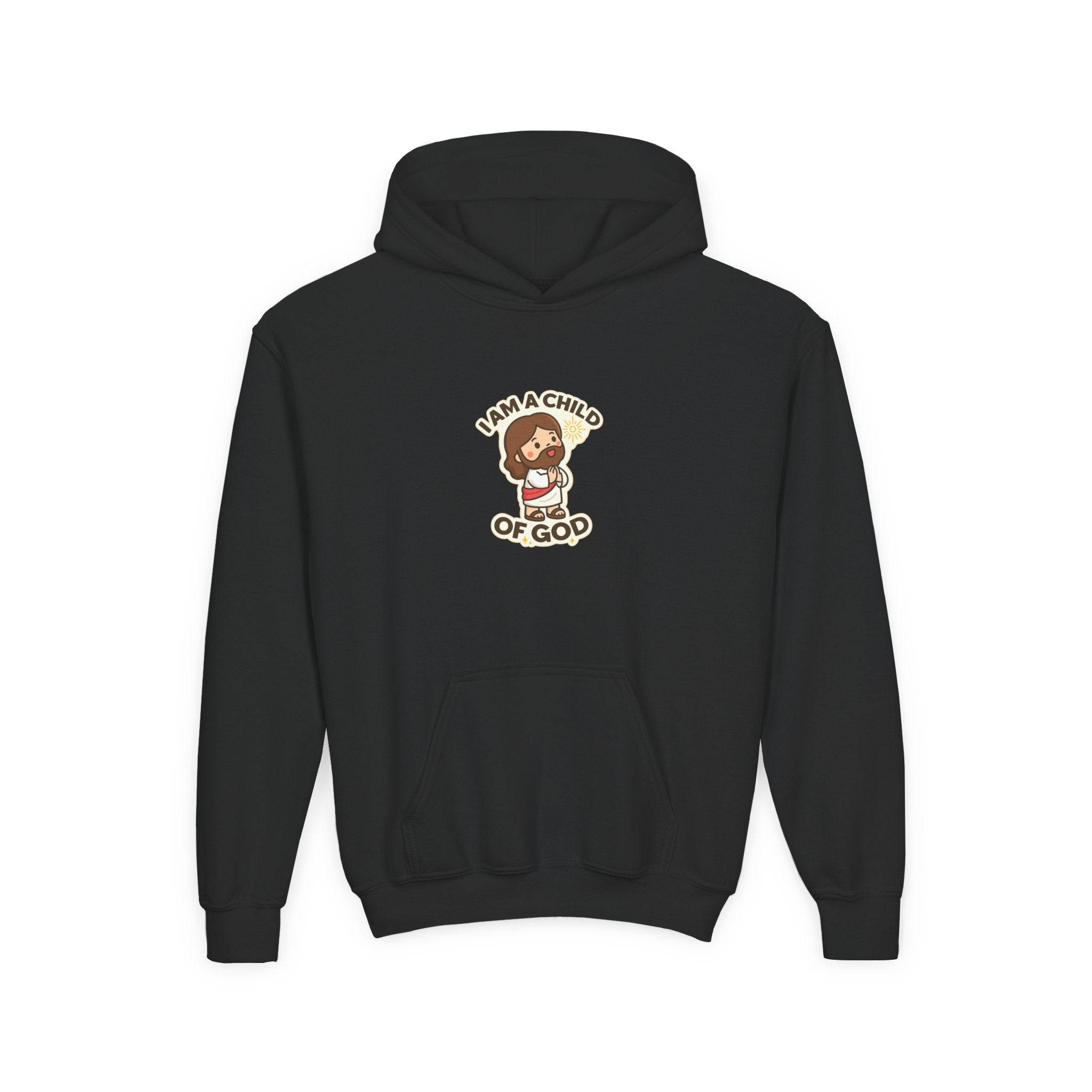 Youth Hoodie — "I Am a Child of God" Cute Kids Christian Pullover