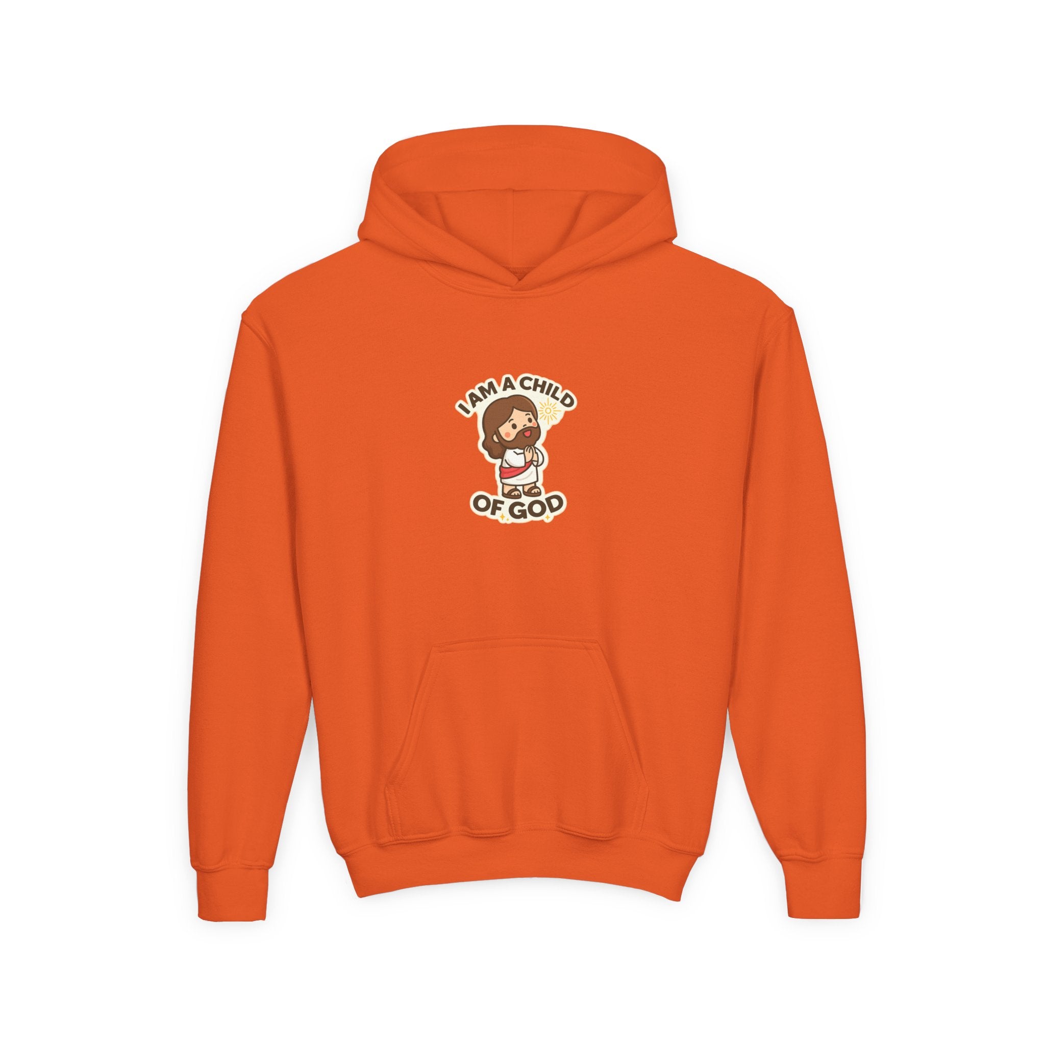 Youth Hoodie — "I Am a Child of God" Cute Kids Christian Pullover
