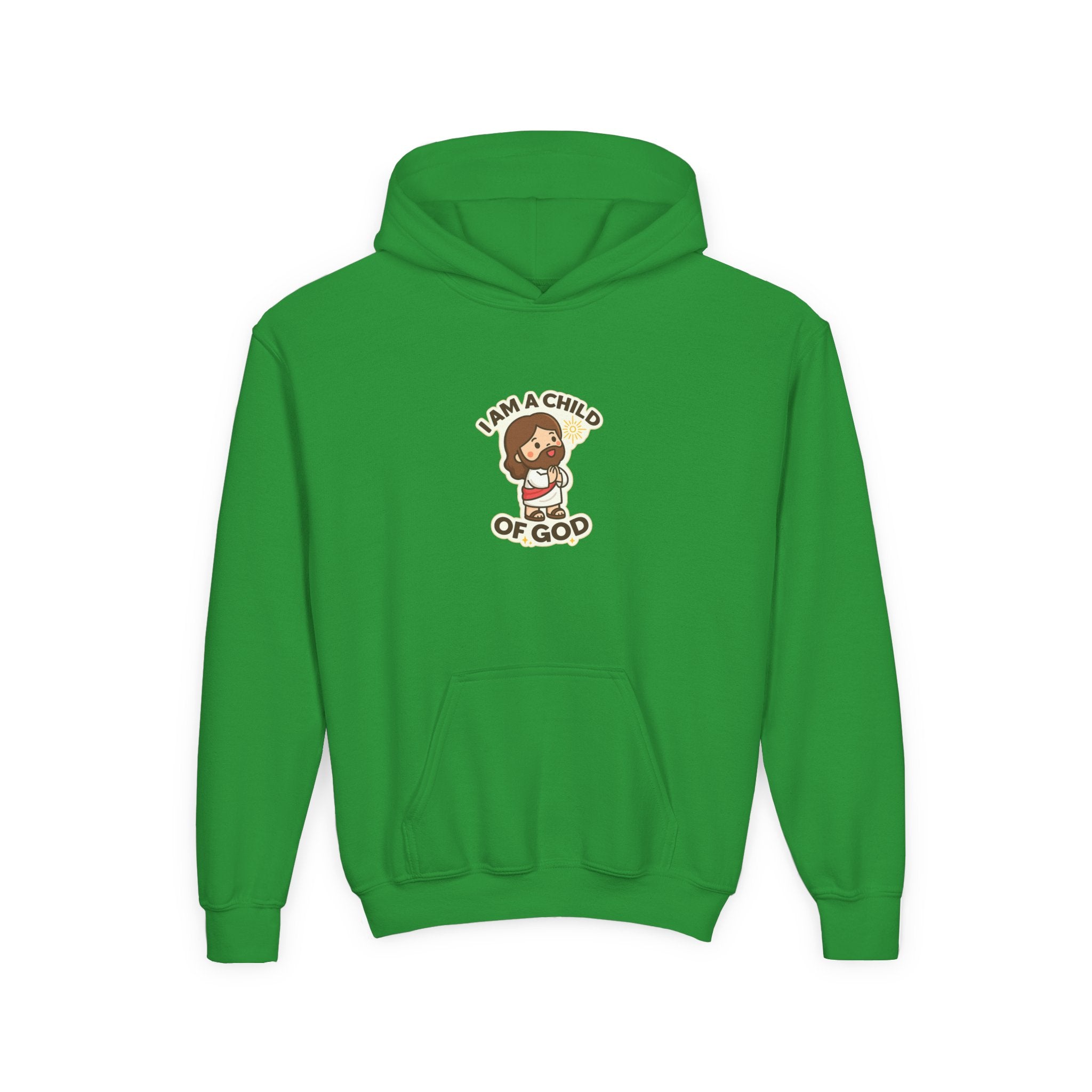 Youth Hoodie — "I Am a Child of God" Cute Kids Christian Pullover