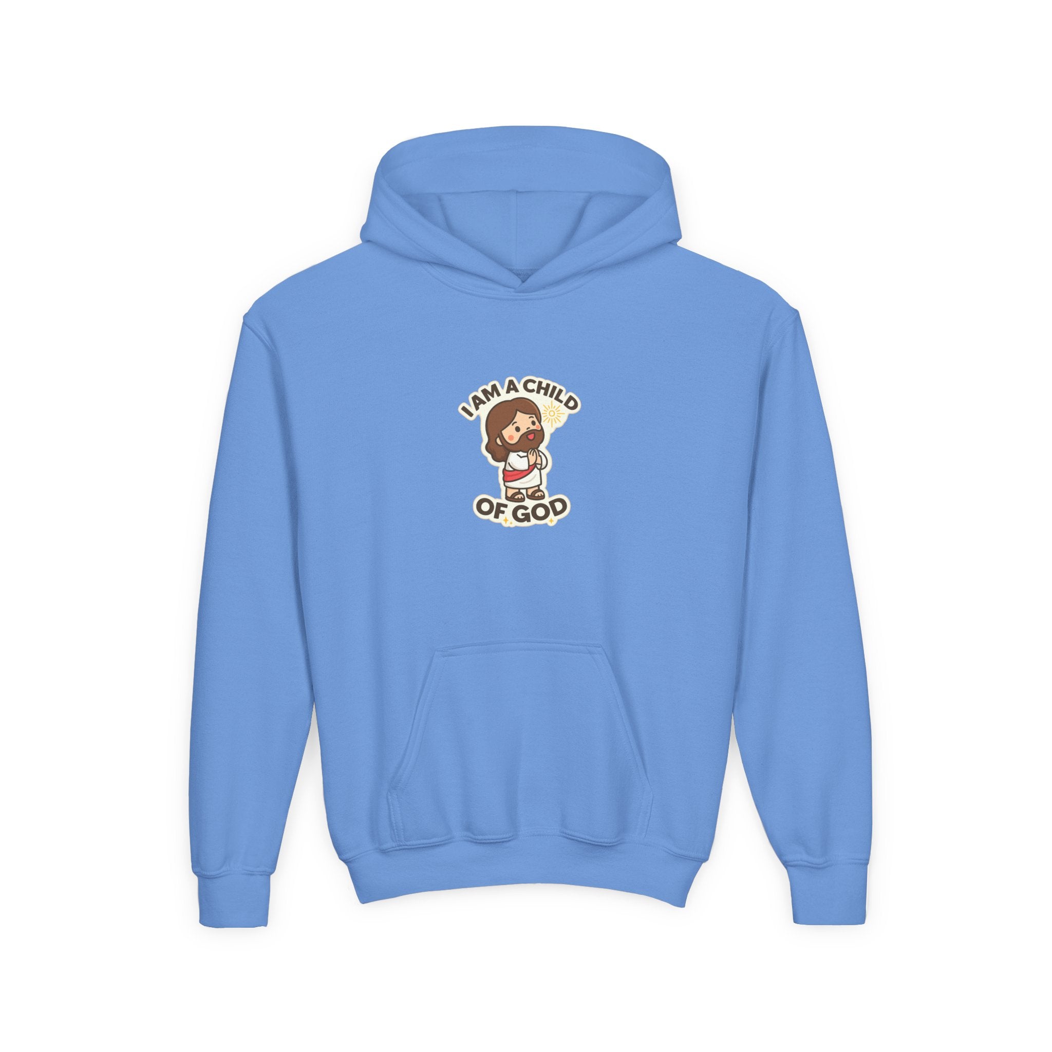 Youth Hoodie — "I Am a Child of God" Cute Kids Christian Pullover