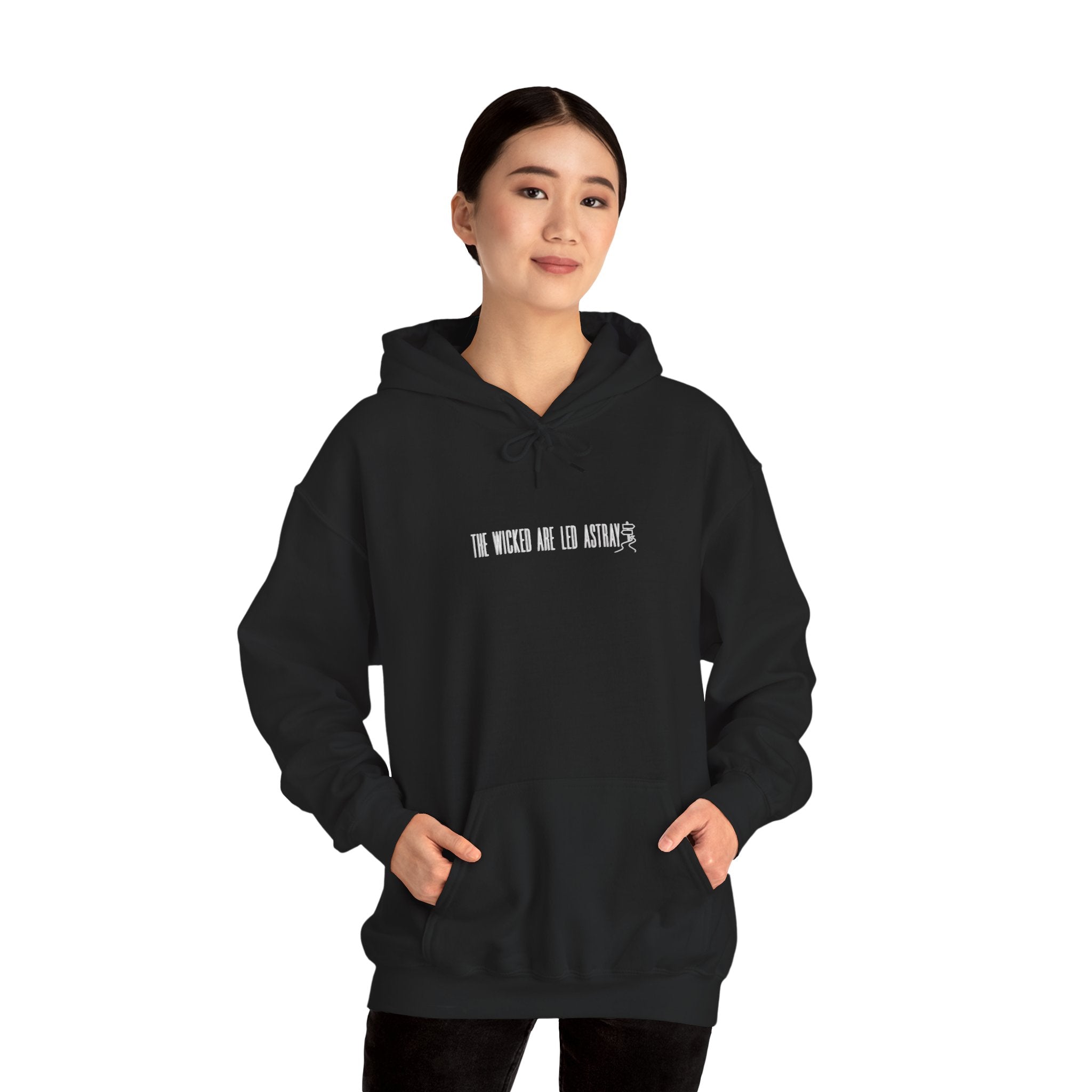 The Wicked Are Led Astray Hoodie — Minimal Gothic Graphic Hoodie