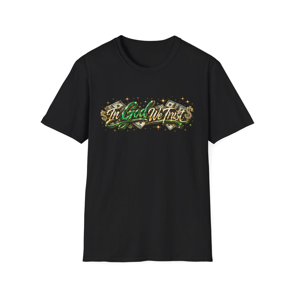 T-Shirt — "In God We Trust" Green Money Script Graphic Tee